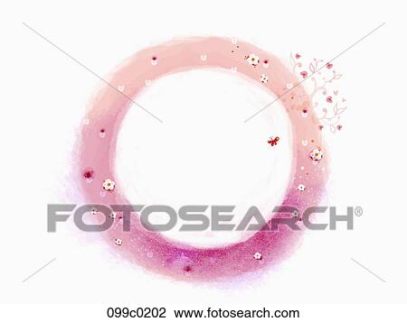 The pastel pink colored circle with flowers View Large Illustration Drawing - The pastel pink colored circle with flowers . Fotosearch
