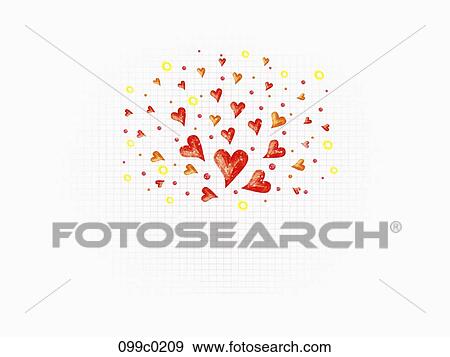 Stock Illustration - The pastel red and yellow colored heart. Fotosearch