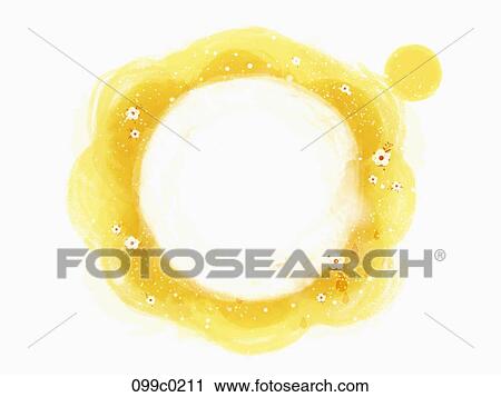 Clip Art - The pastel yellow colored ring with flowers. Fotosearch