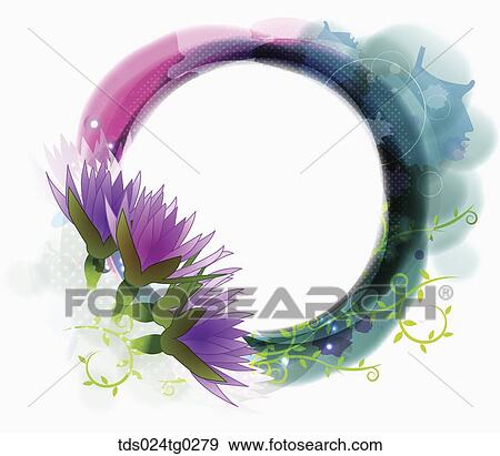 The purple and blue ink spreading circle with purple flower View Large Illustration Stock Illustration - The purple and blue ink spreading circle with purple flower. Fotosearch