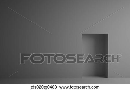 Drawing - The rectangle hole on the gray wall. Fotosearch