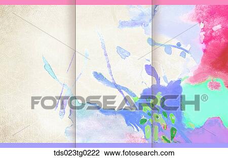Drawing - The red and blue colored background with the pink and purple line. Fotosearch