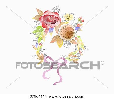 Stock Illustration - The red and brown flower wreath . Fotosearch
