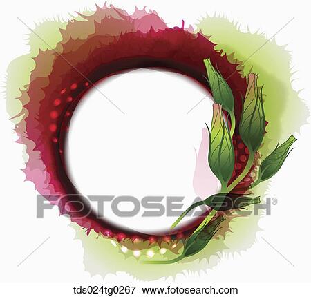 The red and green ink spreading circle with green bud View Large Illustration Stock Illustration - The red and green ink spreading circle with green bud. Fotosearch