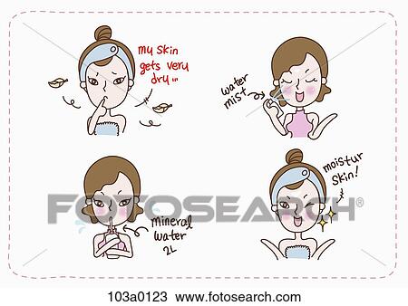 Drawing - The skin care and healthy habit for moist skin. Fotosearch