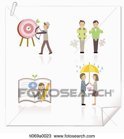 Drawing - The various business related image. Fotosearch