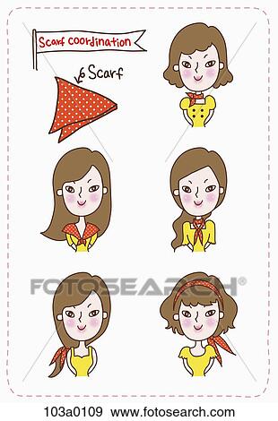 The various scarf coordination View Large Illustration Stock Illustration - The various scarf coordination. Fotosearch