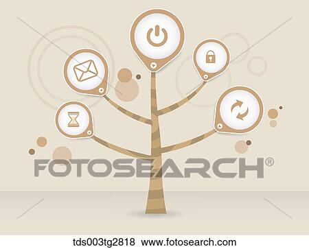 The web icons tree with brown background View Large Illustration Stock Illustration - The web icons tree with brown background. Fotosearch