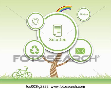 Drawing - The web icons tree with green bike. Fotosearch