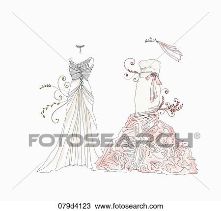 The white and pink dress with the necklace and tiara View Large Illustration Drawing - The white and pink dress with the necklace and tiara. Fotosearch