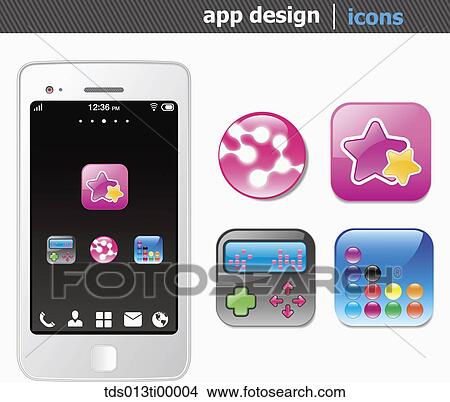 The white smart phone with the game application icons View Large Illustration Stock Illustration - The white smart phone with the game application icons . Fotosearch