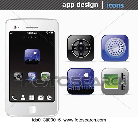 The white smart phone with the application icons View Large Illustration Stock Illustration - The white smart phone with the application icons . Fotosearch