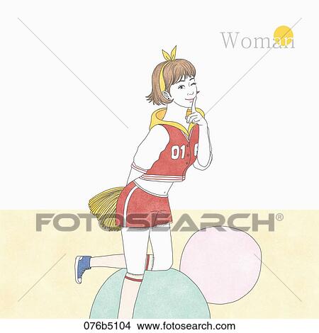 The woman with cheer leader tools View Large Illustration Stock Illustration - The woman with cheer leader tools . Fotosearch