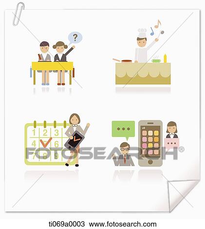 Drawing - The working man and woman image in various kinds of business. Fotosearch
