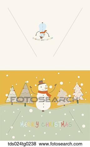 The yellow and white Christmas card with snowman View Large Illustration Stock Illustration - The yellow and white Christmas card with snowman . Fotosearch