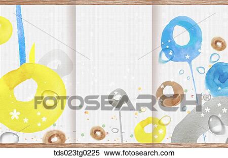 Stock Illustration - The yellow, blue, gray, and brown circle pattern background with the brown line. Fotosearch
