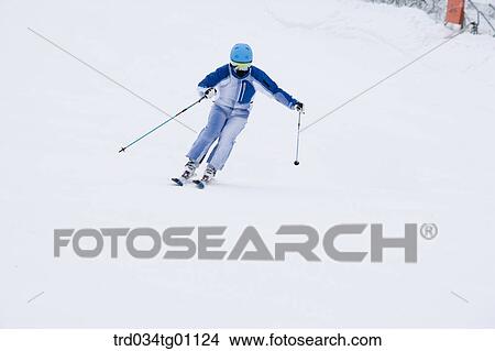 A man skiing on the slope View Large Photo Image Picture - A man skiing on the slope . Fotosearch