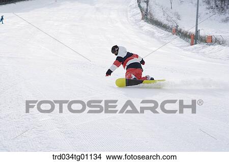 A man snowboarding on the slope View Large Photo Image Picture - A man snowboarding on the slope. Fotosearch