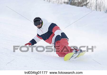 A man snowboarding on the slope View Large Photo Image Stock Photo - A man snowboarding on the slope. Fotosearch