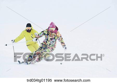 People skiing on the slope View Large Photo Image Stock Photography - People skiing on the slope. Fotosearch