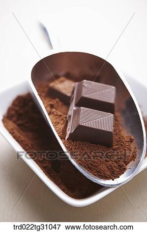 The chocolate in the scoop and bowl of chocolate power View Large Photo Image Stock Photo - The chocolate in the scoop and bowl of chocolate power . Fotosearch