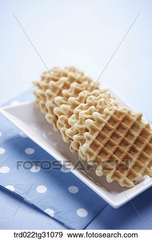 The waffle on the white dish View Large Photo Image Stock Photo - The waffle on the white dish . Fotosearch