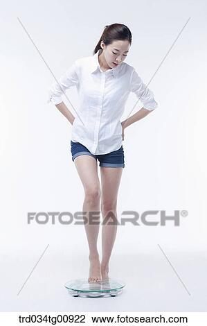 The woman measuring her weight View Large Photo Image Stock Image - The woman measuring her weight. Fotosearch