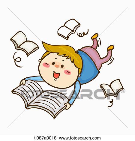 A boy reading a book View Large Illustration Stock Illustration - A boy reading a book. Fotosearch