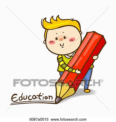 A boy writing 'Education' with a pencil View Large Illustration Stock Illustration - A boy writing 'Education' with a pencil. Fotosearch
