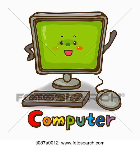 A Desktop Computer With Computer Drawing Ti087a0012 Fotosearch