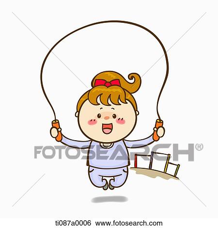 A girl jumping the rope View Large Illustration Stock Illustration - A girl jumping the rope. Fotosearch