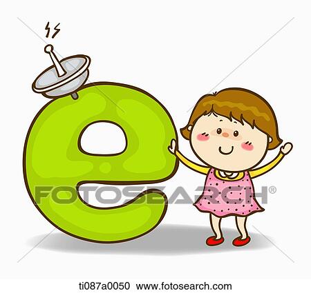 A girl with green internet symbol and antenna View Large Illustration Clipart - A girl with green internet symbol and antenna. Fotosearch