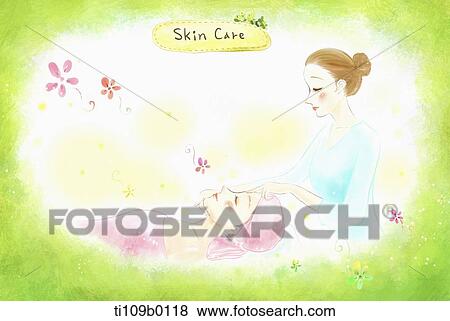 A lady getting facial massage View Large Illustration Stock Illustration - A lady getting facial massage . Fotosearch