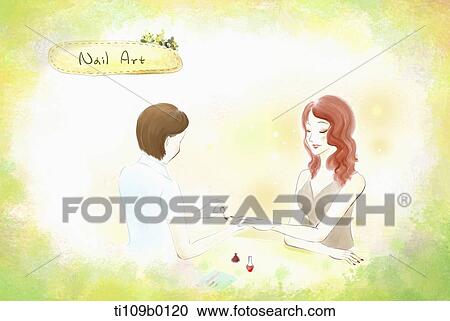 A lady getting nail care View Large Illustration Clipart - A lady getting nail care . Fotosearch