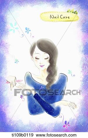 A lady getting nail care View Large Illustration Stock Illustration - A lady getting nail care . Fotosearch