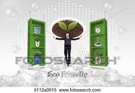 A man around Eco-friendly environment View Large Illustration Stock Illustration - A man around Eco-friendly environment . Fotosearch