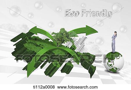 A woman and Eco-friendly world View Large Illustration Stock Illustration - A woman and Eco-friendly world . Fotosearch