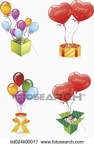 Stock Illustration - Balloon from the box image. Fotosearch