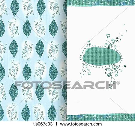 Clip Art - Blue leaves pattern . Fotosearch