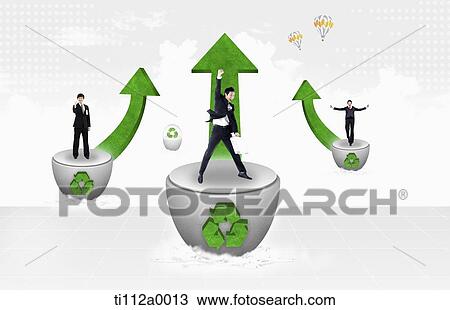 Businessmen on Eco-friendly globe View Large Illustration Drawing - Businessmen on Eco-friendly globe . Fotosearch