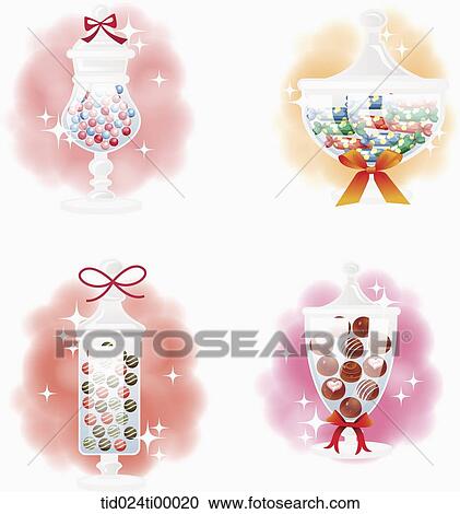 Candy and chocolate in the glass image View Large Illustration Clipart - Candy and chocolate in the glass image. Fotosearch