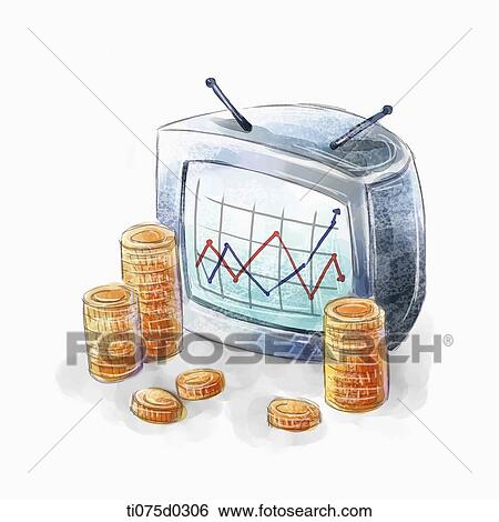 Stock Illustration - Chart on television and money . Fotosearch