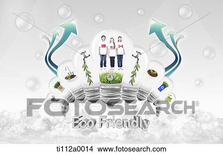 Children in Eco-friendly light bulb View Large Illustration Stock Illustration - Children in Eco-friendly light bulb. Fotosearch