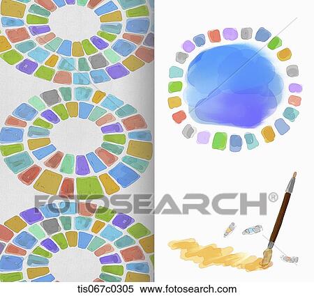 Colorful circle painting pattern View Large Illustration Stock Illustration - Colorful circle painting pattern . Fotosearch