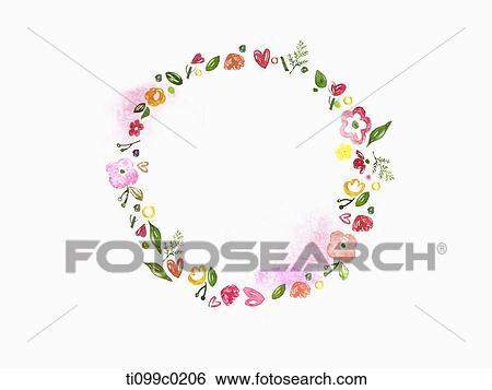 Colorful flower wreath View Large Illustration Stock Illustration - Colorful flower wreath. Fotosearch