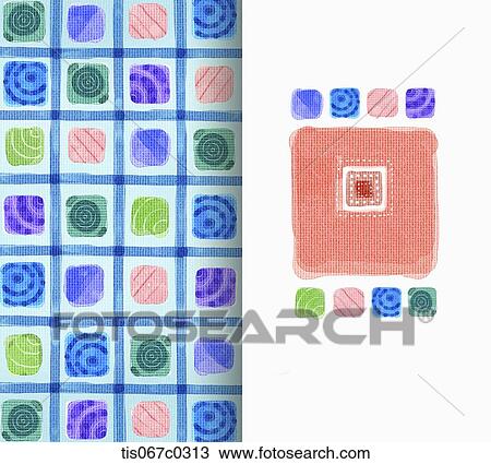 Drawing - Colorful square pattern . Fotosearch