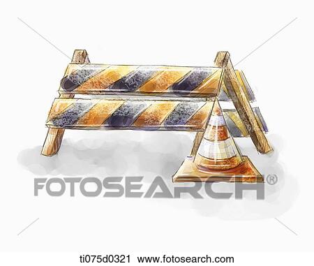 Construction site barrier View Large Illustration Clip Art - Construction site barrier . Fotosearch