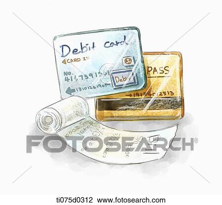Credit card and receipt View Large Illustration Drawing - Credit card and receipt. Fotosearch