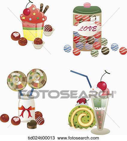 Dessert and candy image View Large Illustration Drawing - Dessert and candy image. Fotosearch