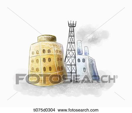 Factory View Large Illustration Stock Illustration - Factory . Fotosearch